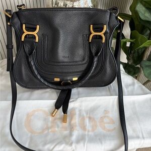 Authentic Chloe Marcie Small Black Leather Shoulder Crossbody Bag Pristine